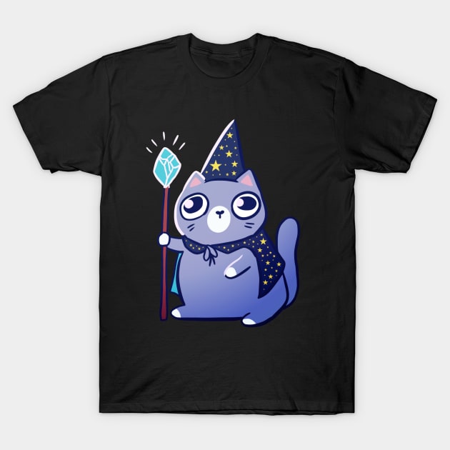 Funny magical wizard cat T-Shirt by Yarafantasyart